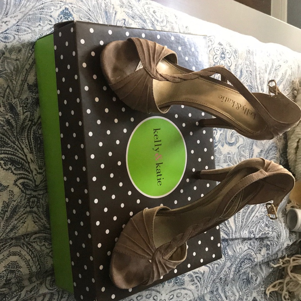 Beige opened toe heels